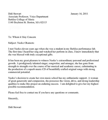岡本直子への推薦状（Didi Stewart)